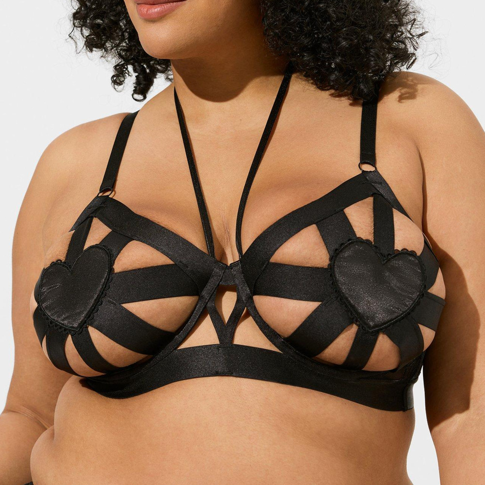 Torrid Cut Out Strappy Bra Heart Cage Harness Longline Bralette Lingerie Plus 2X
